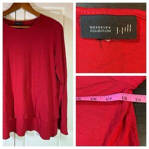 J Jill Wearever‎ Collection Top Medium Stretch Tiered Blouse Office Christmas